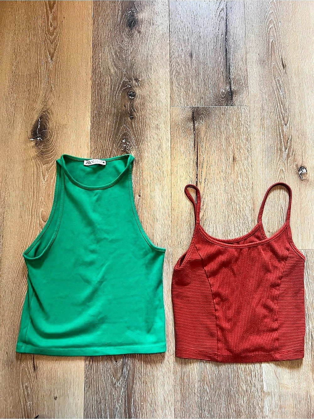 2 tank tops Zara Ribbed Tank Top in Green & Urban outfitters Red Size Small